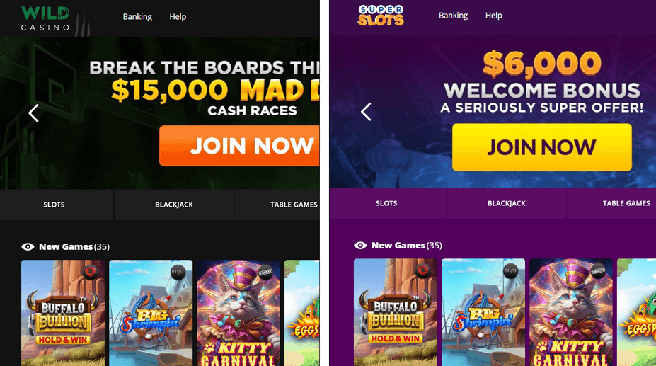Wild Casino vs Super Slots, Same Owner, Different Sites: What are the Differences?