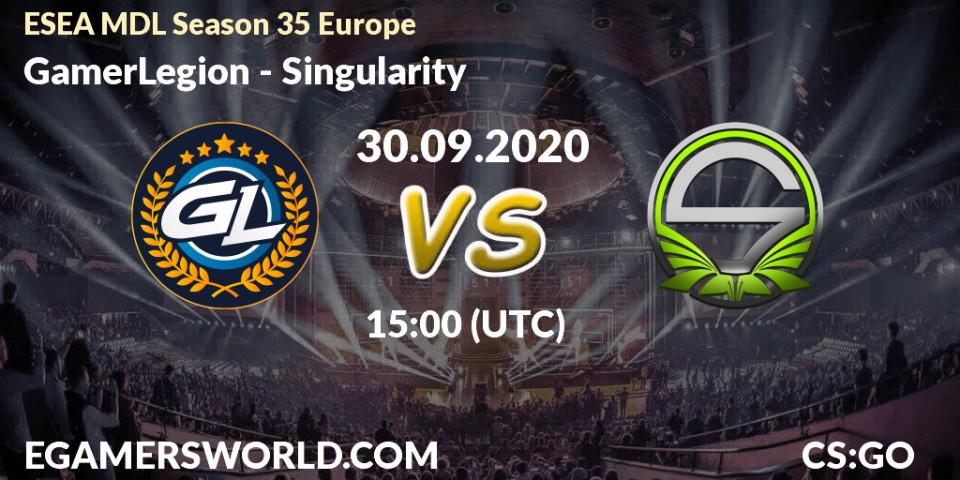 GamerLegion vs Singularity: Match Prediction. 30.09.2020 at 15:00, Counter-Strike (CS2), ESEA MDL Season 35 Europe