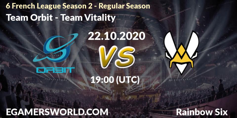 Team Orbit vs Team Vitality: Match Prediction. 22.10.2020 at 19:00, Rainbow Six, 6 French League Season 2 