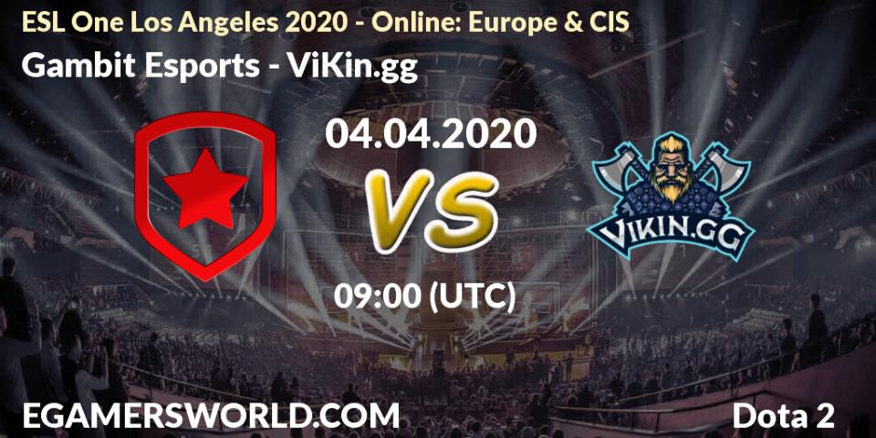 Gambit Esports vs ViKin.gg: Match Prediction. 04.04.2020 at 09:01, Dota 2, ESL One Los Angeles 2020 - Online: Europe & CIS