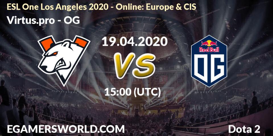 Virtus.pro vs OG: Match Prediction. 19.04.20, Dota 2, ESL One Los Angeles 2020 - Online: Europe & CIS