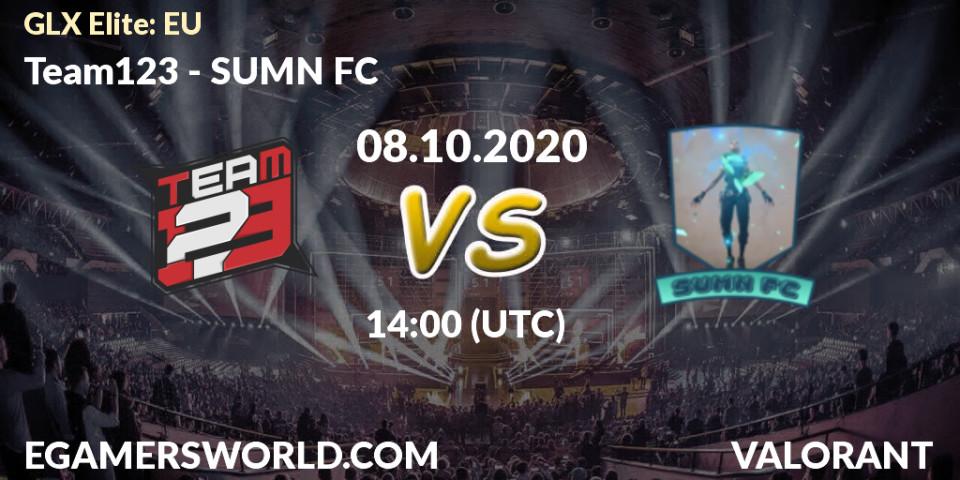 Team123 vs SUMN FC: Match Prediction. 08.10.2020 at 14:00, VALORANT, GLX Elite: EU
