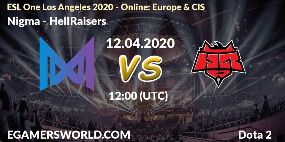 Nigma vs HellRaisers: Match Prediction. 12.04.2020 at 12:03, Dota 2, ESL One Los Angeles 2020 - Online: Europe & CIS