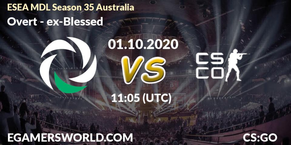 Overt vs ex-Blessed: Match Prediction. 01.10.2020 at 11:05, Counter-Strike (CS2), ESEA MDL Season 35 Australia
