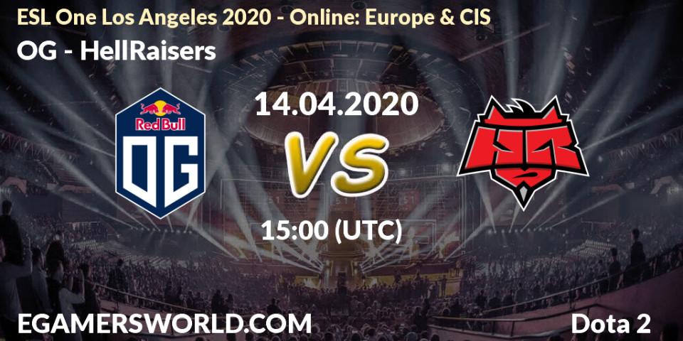 OG vs HellRaisers: Match Prediction. 14.04.2020 at 14:52, Dota 2, ESL One Los Angeles 2020 - Online: Europe & CIS