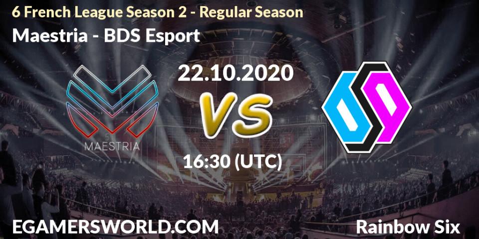 Maestria vs BDS Esport: Match Prediction. 22.10.2020 at 16:30, Rainbow Six, 6 French League Season 2 