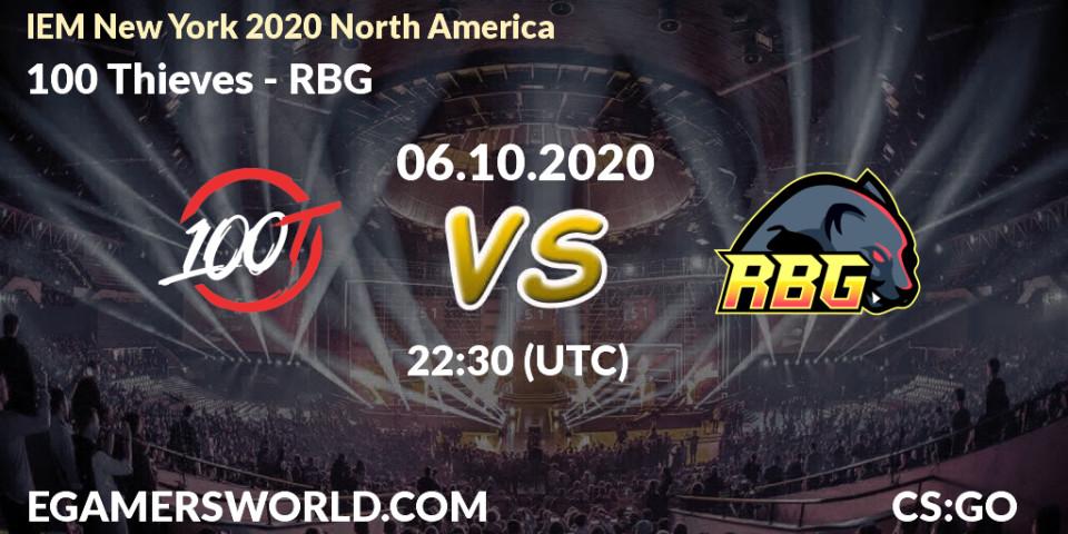 100 Thieves vs RBG: Match Prediction. 06.10.2020 at 22:30, Counter-Strike (CS2), IEM New York 2020 North America