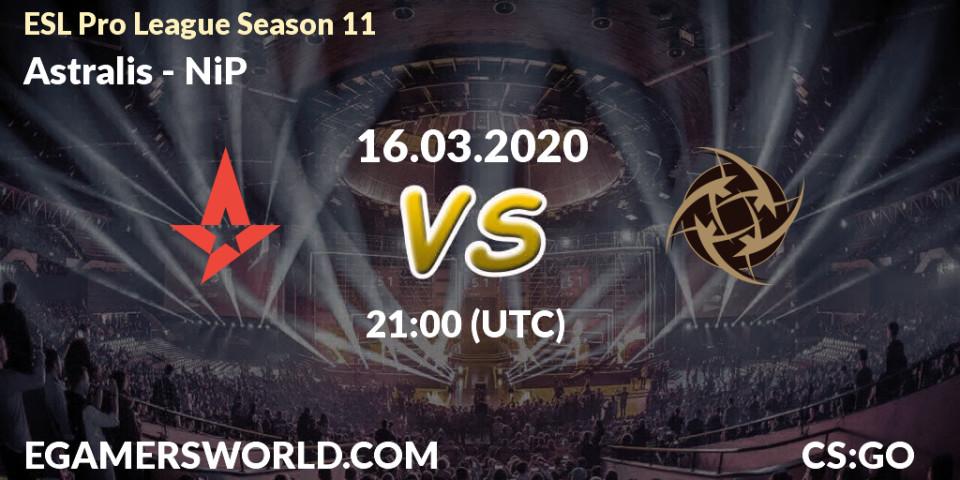 Astralis vs NiP: Match Prediction. 16.03.2020 at 21:00, Counter-Strike (CS2), ESL Pro League Season 11: Europe
