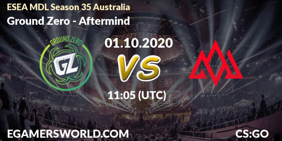 Ground Zero vs Aftermind: Match Prediction. 01.10.2020 at 11:05, Counter-Strike (CS2), ESEA MDL Season 35 Australia
