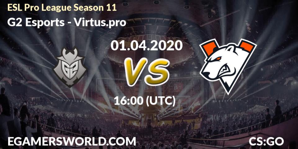 G2 Esports vs Virtus.pro: Match Prediction. 01.04.20, CS2 (CS:GO), ESL Pro League Season 11: Europe