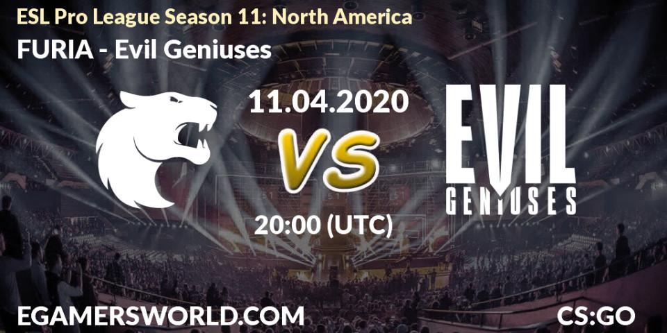 FURIA vs Evil Geniuses: Match Prediction. 11.04.2020 at 20:30, Counter-Strike (CS2), ESL Pro League Season 11: North America