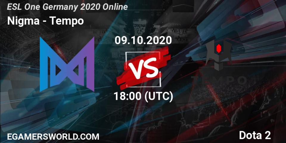 Nigma vs Tempo: Match Prediction. 09.10.2020 at 17:10, Dota 2, ESL One Germany 2020 Online