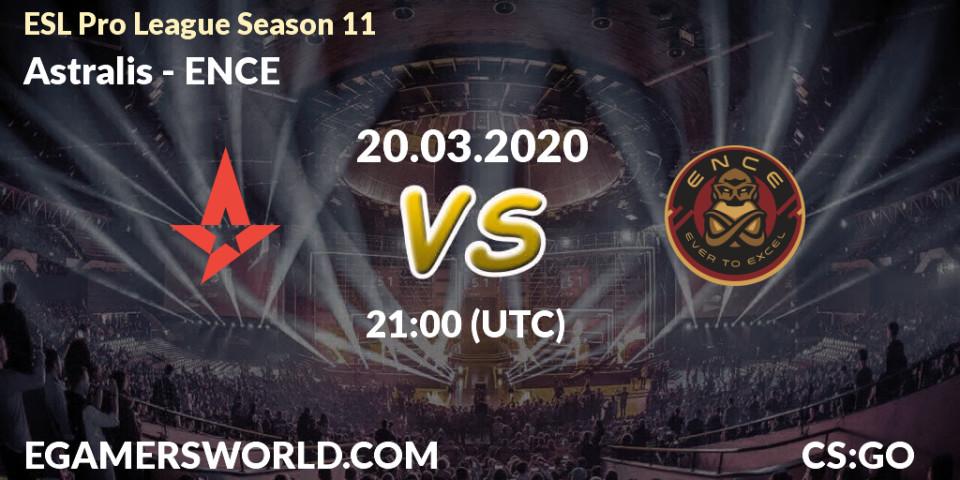 Astralis vs ENCE: Match Prediction. 20.03.2020 at 21:00, Counter-Strike (CS2), ESL Pro League Season 11: Europe