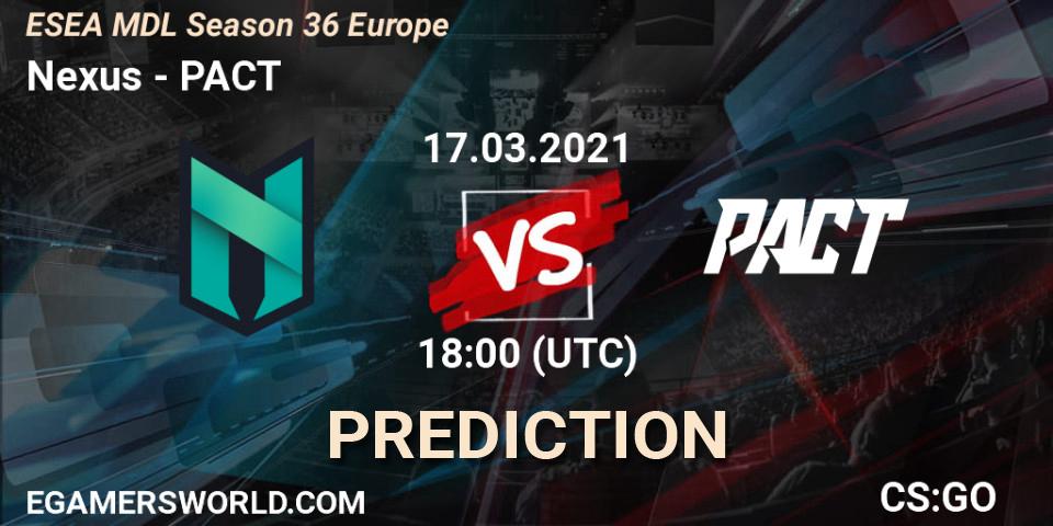 Nexus vs PACT: Match Prediction. 17.03.21, CS2 (CS:GO), MDL ESEA Season 36: Europe - Premier division