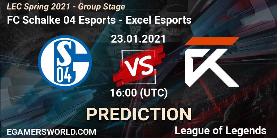 FC Schalke 04 Esports vs Excel Esports: Match Prediction. 23.01.2021 at 16:00, LoL, LEC Spring 2021 - Group Stage