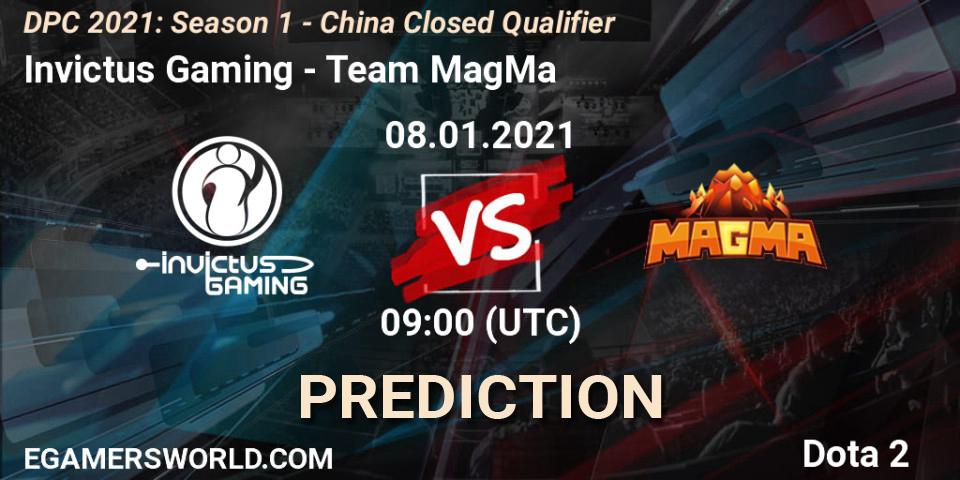 Invictus Gaming vs Team MagMa: Match Prediction. 08.01.2021 at 07:36, Dota 2, DPC 2021: Season 1 - China Closed Qualifier