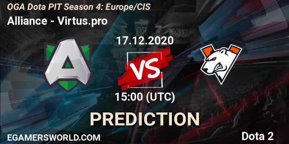 Alliance vs Virtus.pro: Match Prediction. 17.12.20, Dota 2, OGA Dota PIT Season 4: Europe/CIS