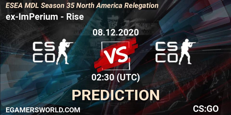 ex-ImPerium vs Rise: Match Prediction. 08.12.2020 at 02:30, Counter-Strike (CS2), ESEA MDL Season 35 North America Relegation
