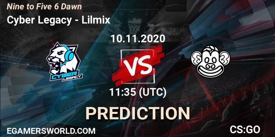 Cyber Legacy vs Lilmix: Match Prediction. 10.11.2020 at 11:35, Counter-Strike (CS2), Nine to Five 6 Dawn