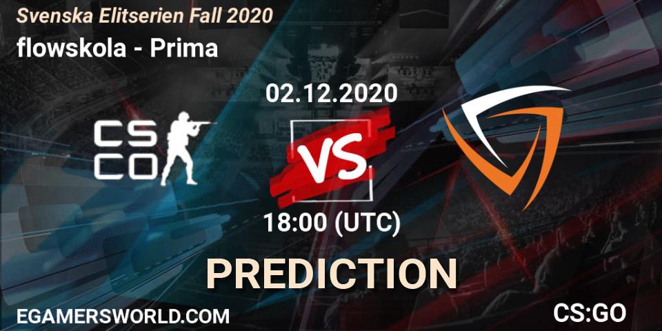 flowskola vs Prima: Match Prediction. 02.12.2020 at 18:00, Counter-Strike (CS2), Svenska Elitserien Fall 2020