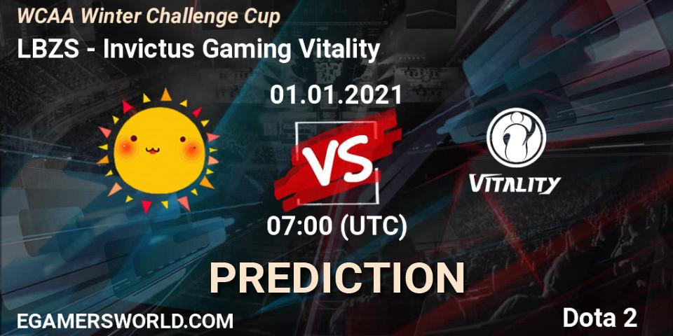 LBZS vs Invictus Gaming Vitality: Match Prediction. 01.01.2021 at 08:04, Dota 2, WCAA Winter Challenge Cup