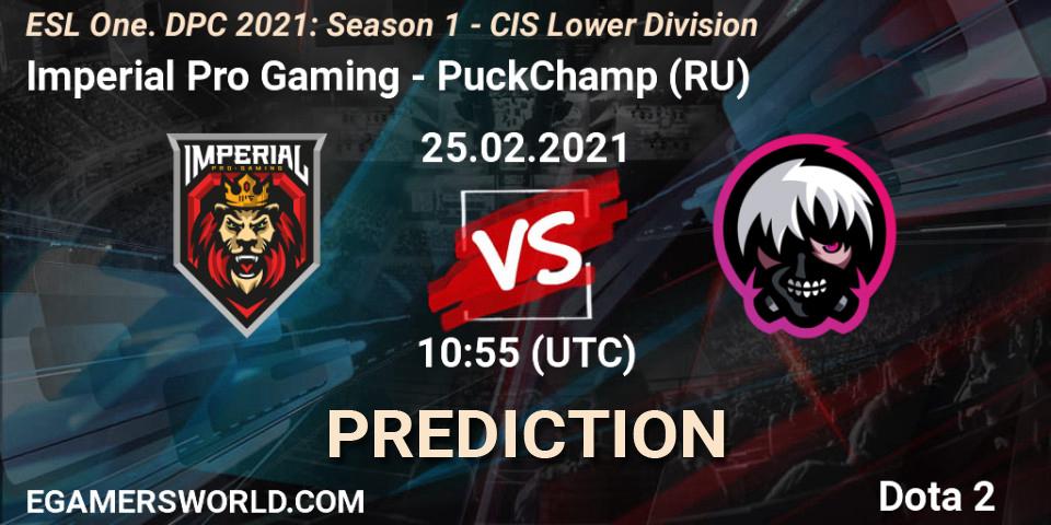 Imperial Pro Gaming vs PuckChamp (RU): Match Prediction. 25.02.2021 at 11:00, Dota 2, ESL One. DPC 2021: Season 1 - CIS Lower Division