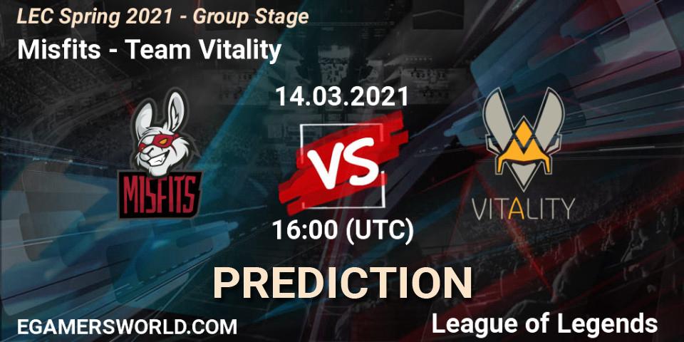 Misfits vs Team Vitality: Match Prediction. 14.03.2021 at 16:00, LoL, LEC Spring 2021 - Group Stage