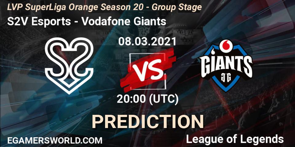 S2V Esports vs Vodafone Giants: Match Prediction. 08.03.2021 at 20:00, LoL, LVP SuperLiga Orange Season 20 - Group Stage