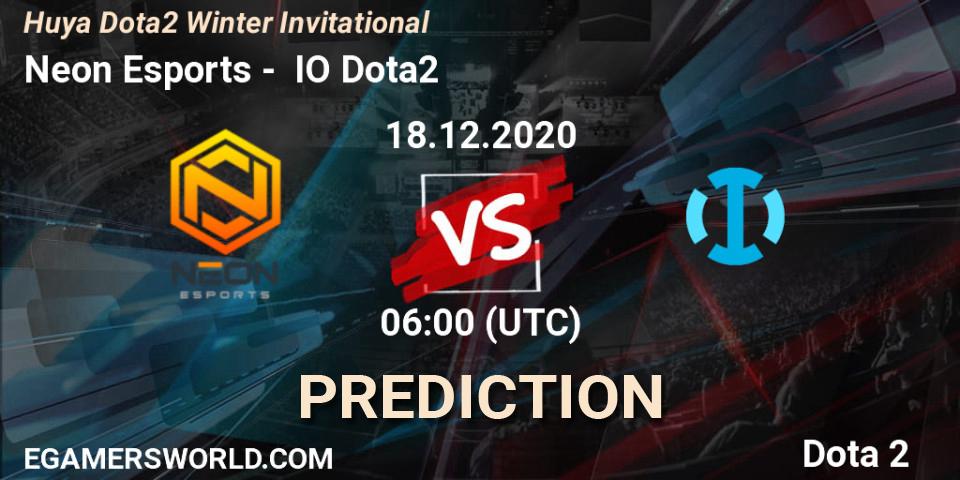 Neon Esports vs IO Dota2: Match Prediction. 18.12.2020 at 09:44, Dota 2, Huya Dota2 Winter Invitational