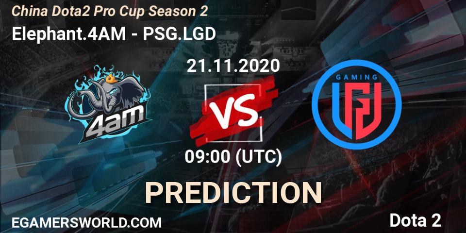 Elephant.4AM vs PSG.LGD: Match Prediction. 21.11.20, Dota 2, China Dota2 Pro Cup Season 2