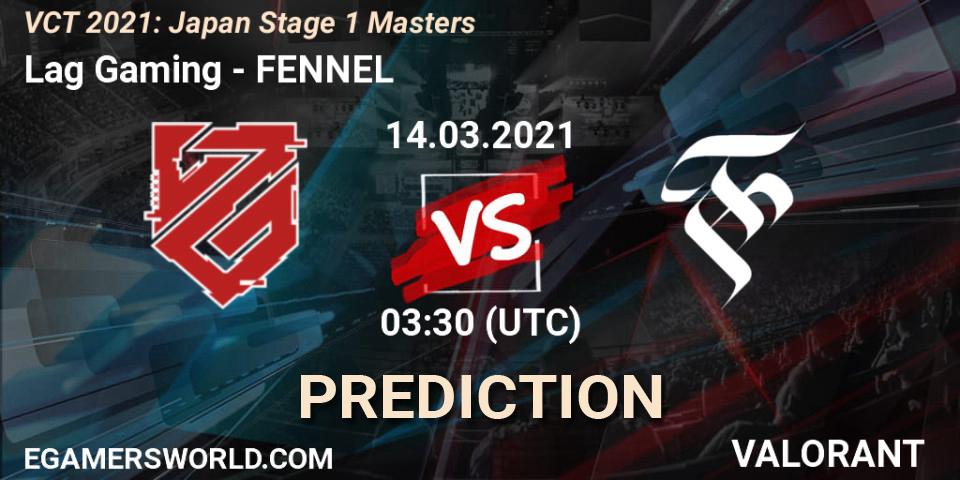 Lag Gaming vs FENNEL: Match Prediction. 14.03.2021 at 03:30, VALORANT, VCT 2021: Japan Stage 1 Masters