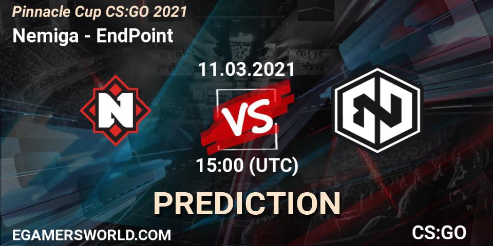 Nemiga vs EndPoint: Match Prediction. 11.03.2021 at 15:00, Counter-Strike (CS2), Pinnacle Cup #1