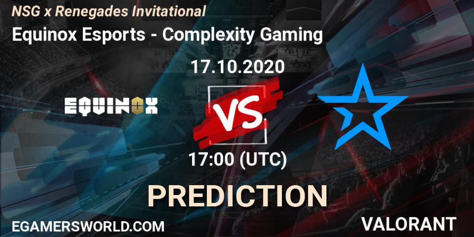 Equinox Esports vs Complexity Gaming: Match Prediction. 17.10.2020 at 17:00, VALORANT, NSG x Renegades Invitational
