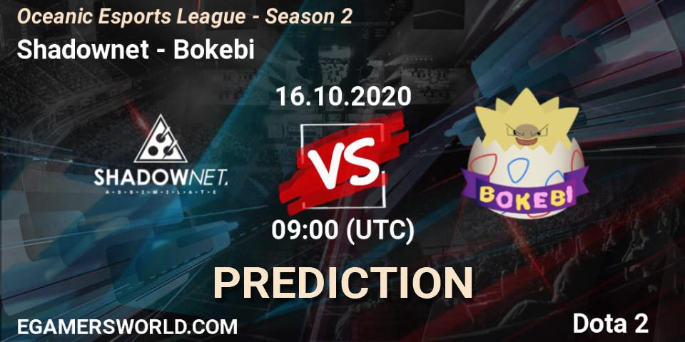 Shadownet vs Bokebi: Match Prediction. 16.10.2020 at 09:22, Dota 2, Oceanic Esports League - Season 2