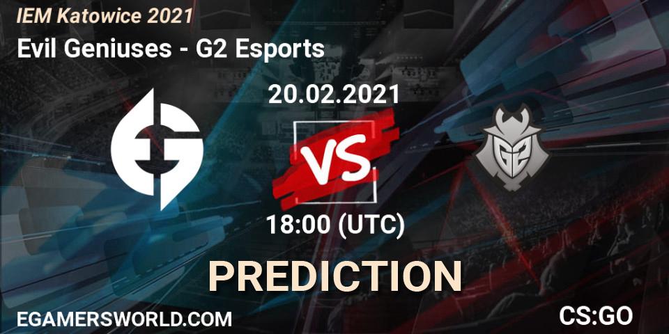 Evil Geniuses vs G2 Esports: Match Prediction. 20.02.21, CS2 (CS:GO), IEM Katowice 2021