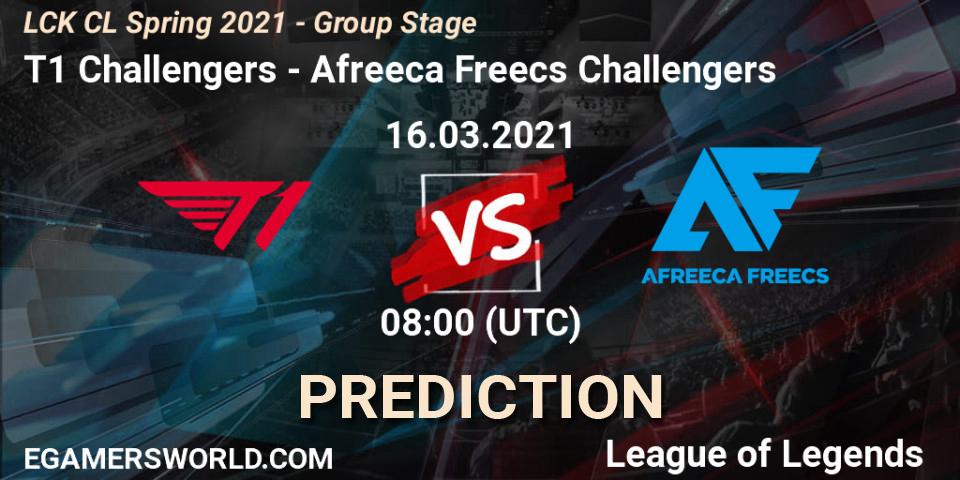 T1 Challengers vs Afreeca Freecs Challengers: Match Prediction. 16.03.2021 at 08:00, LoL, LCK CL Spring 2021 - Group Stage