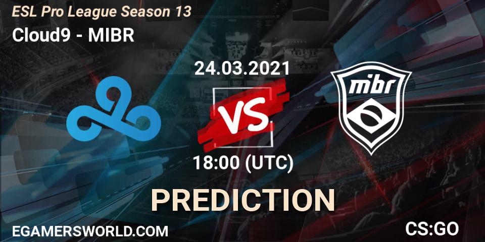 Cloud9 vs MIBR: Match Prediction. 24.03.2021 at 18:00, Counter-Strike (CS2), ESL Pro League Season 13