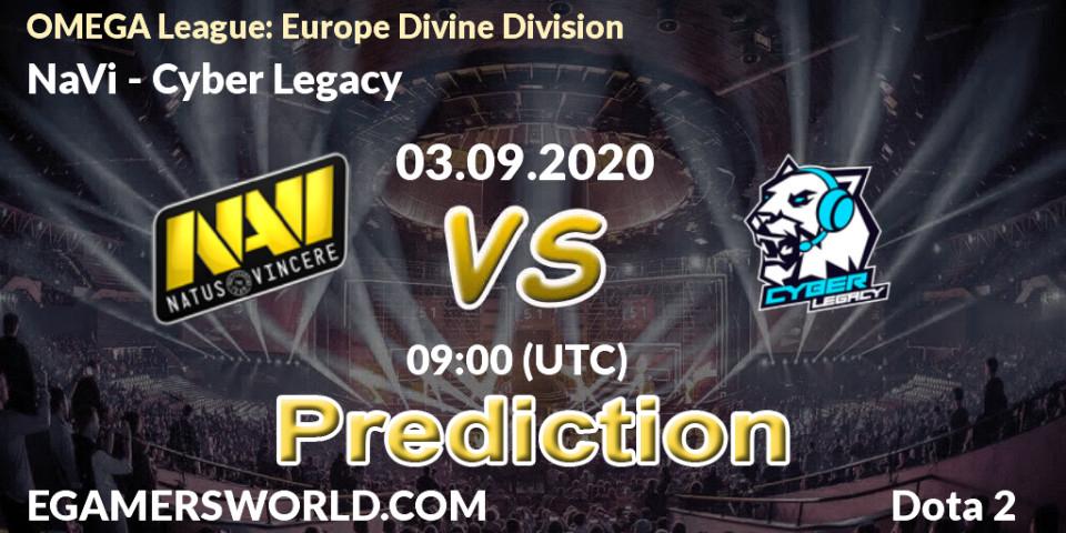 NaVi vs Cyber Legacy: Match Prediction. 03.09.2020 at 09:00, Dota 2, OMEGA League: Europe Divine Division