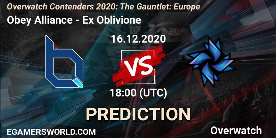Obey Alliance vs Ex Oblivione: Match Prediction. 16.12.2020 at 18:00, Overwatch, Overwatch Contenders 2020: The Gauntlet: Europe
