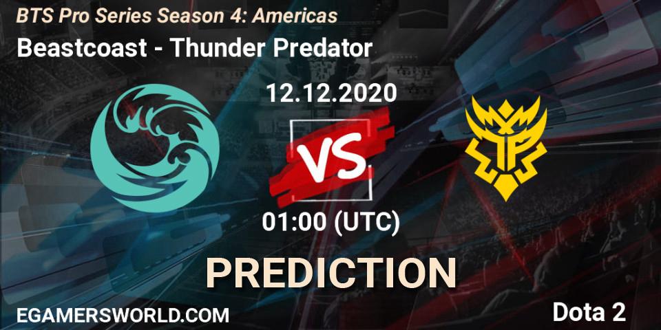 Beastcoast vs Thunder Predator: Match Prediction. 12.12.2020 at 01:19, Dota 2, BTS Pro Series Season 4: Americas