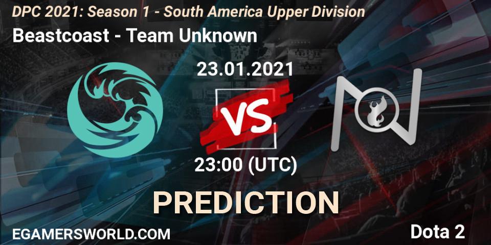 Beastcoast vs Team Unknown: Match Prediction. 23.01.2021 at 23:00, Dota 2, DPC 2021: Season 1 - South America Upper Division