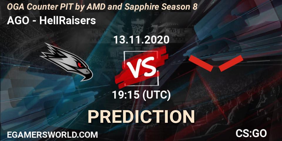AGO vs HellRaisers: Match Prediction. 13.11.2020 at 19:15, Counter-Strike (CS2), OGA Counter PIT by AMD and Sapphire Season 8