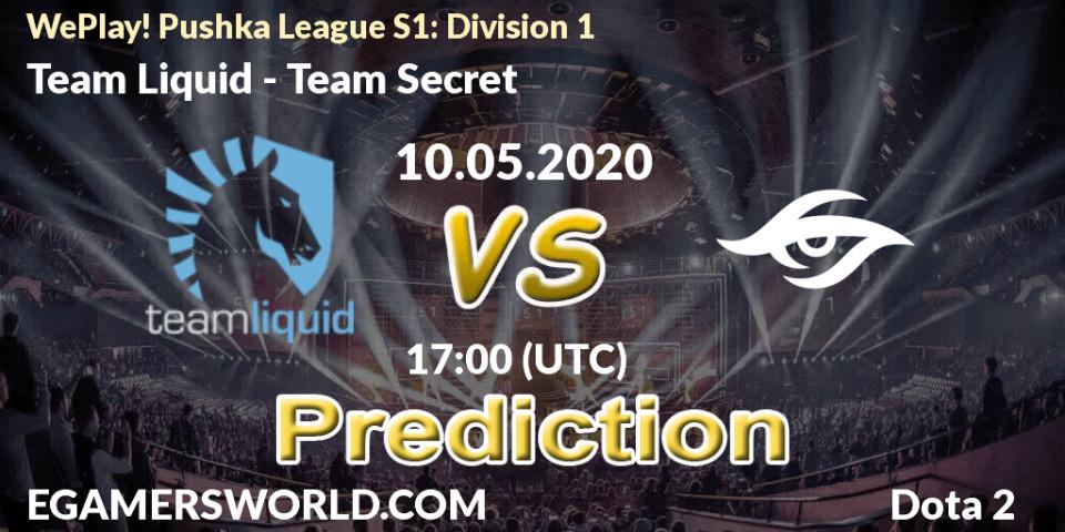 Team Liquid vs Team Secret: Match Prediction. 10.05.2020 at 15:43, Dota 2, WePlay! Pushka League S1: Division 1