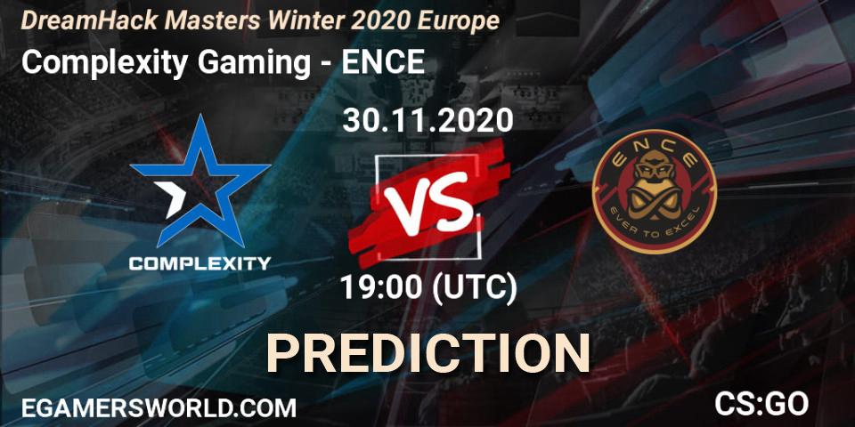 Complexity Gaming vs ENCE: Match Prediction. 30.11.2020 at 19:15, Counter-Strike (CS2), DreamHack Masters Winter 2020 Europe