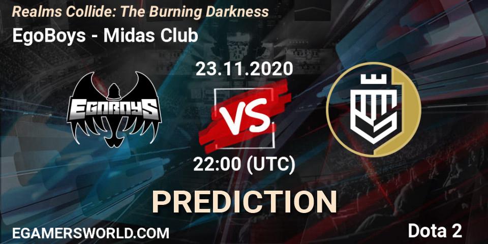 EgoBoys vs Midas Club: Match Prediction. 23.11.20, Dota 2, Realms Collide: The Burning Darkness