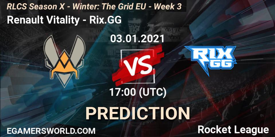 Renault Vitality vs Rix.GG: Match Prediction. 03.01.21, Rocket League, RLCS Season X - Winter: The Grid EU - Week 3
