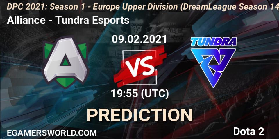 Alliance vs Tundra Esports: Match Prediction. 09.02.2021 at 21:13, Dota 2, DPC 2021: Season 1 - Europe Upper Division (DreamLeague Season 14)