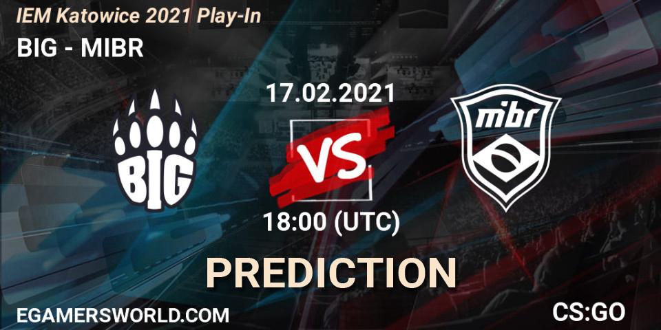 BIG vs MIBR: Match Prediction. 17.02.2021 at 18:00, Counter-Strike (CS2), IEM Katowice 2021 Play-In