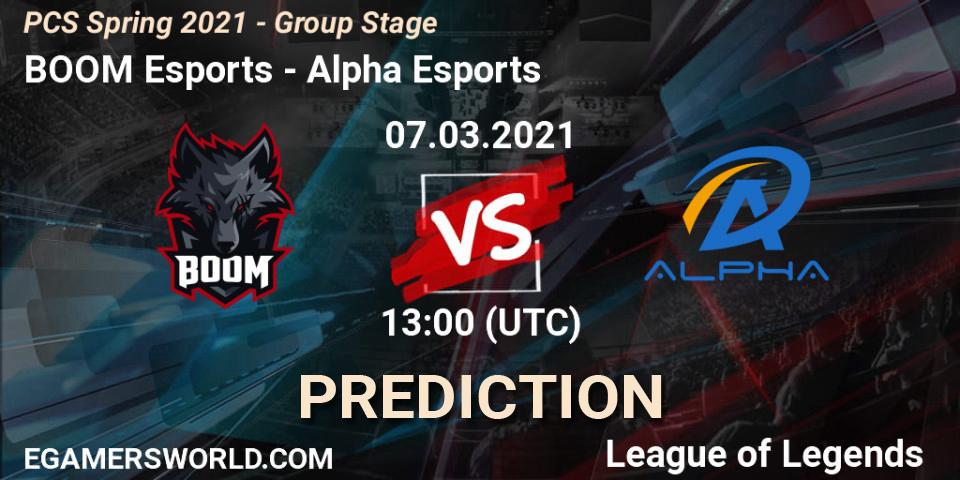 BOOM Esports vs Alpha Esports: Match Prediction. 07.03.2021 at 13:00, LoL, PCS Spring 2021 - Group Stage