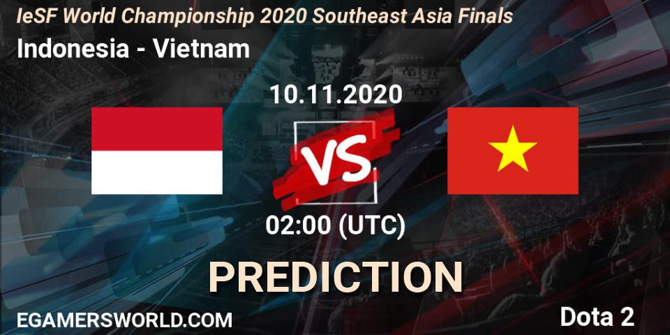 Indonesia vs Vietnam: Match Prediction. 10.11.2020 at 02:00, Dota 2, IeSF World Championship 2020 Southeast Asia Finals